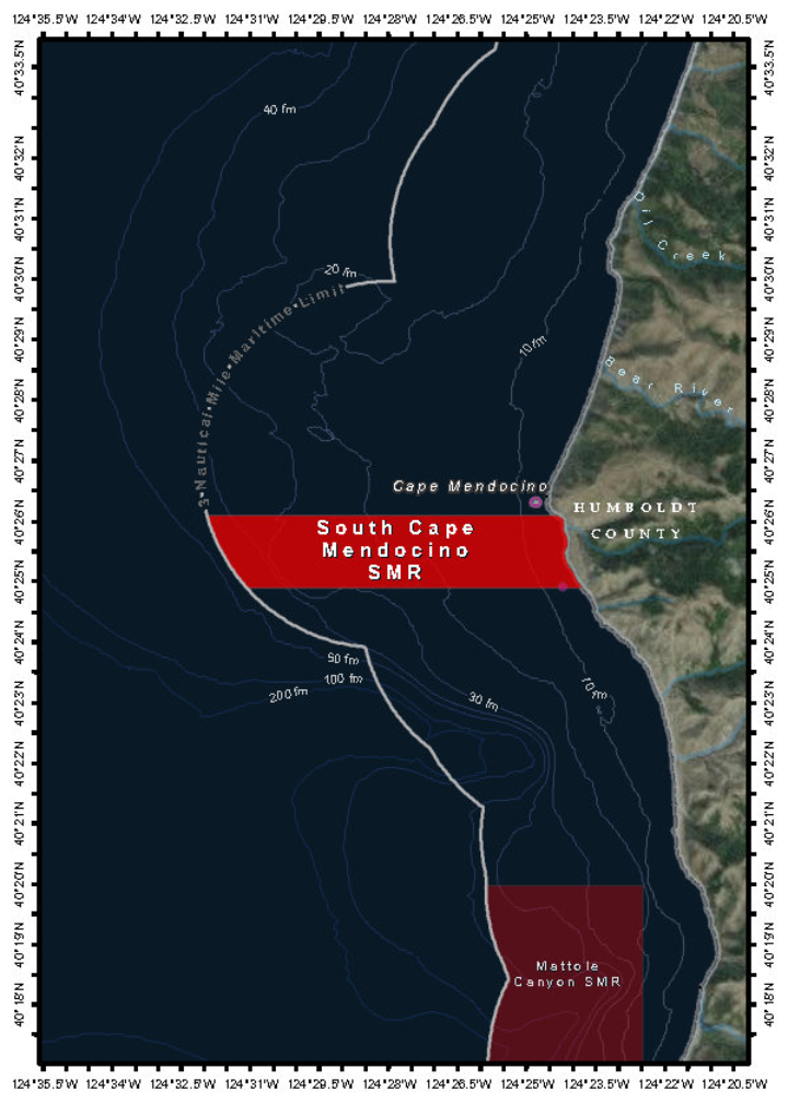 Map of South Cape Mendocino State Marine Reserve - click to enlarge in new tab